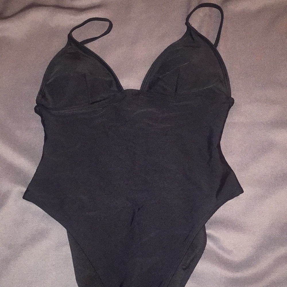 Black one piece bathing suit